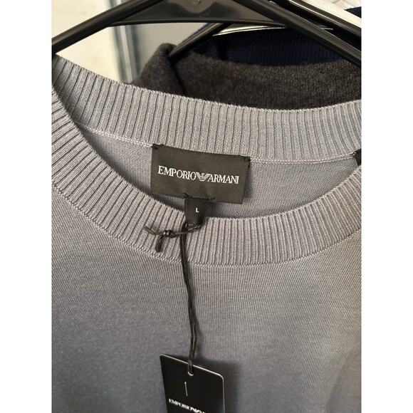 Emporio Armani Virgin Wool Long Sleeve Crewneck Sweater Gray Sz L - Picture 5 of 7